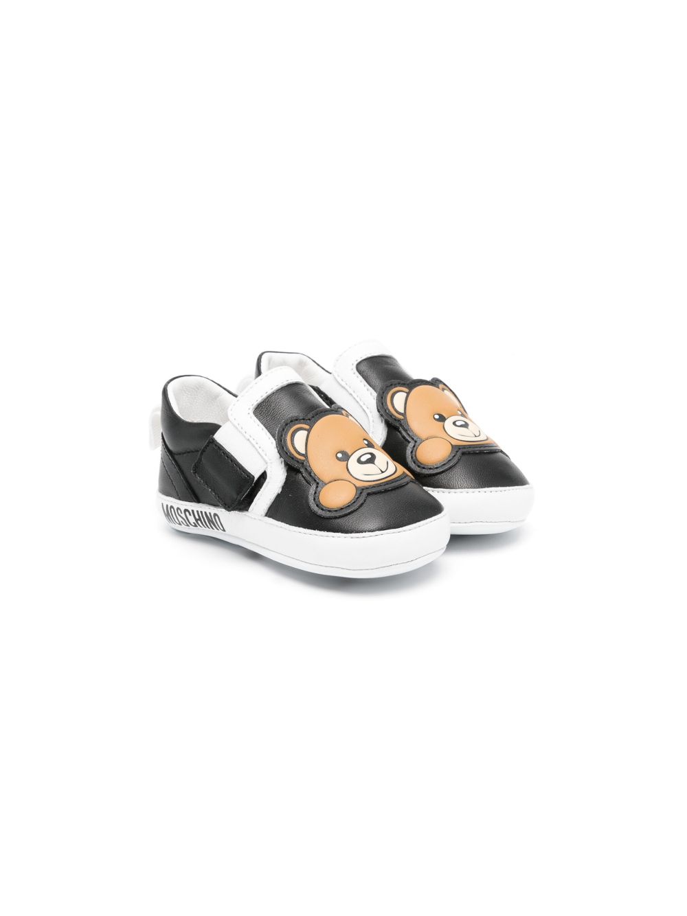 Moschino Kids Teddy Bear 贴花运动鞋 - 黑色