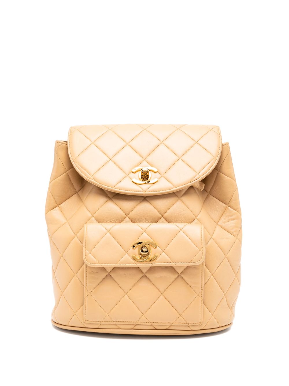 CHANEL Pre-Owned 编织搭链带小号小羊皮双肩包 - 中性色