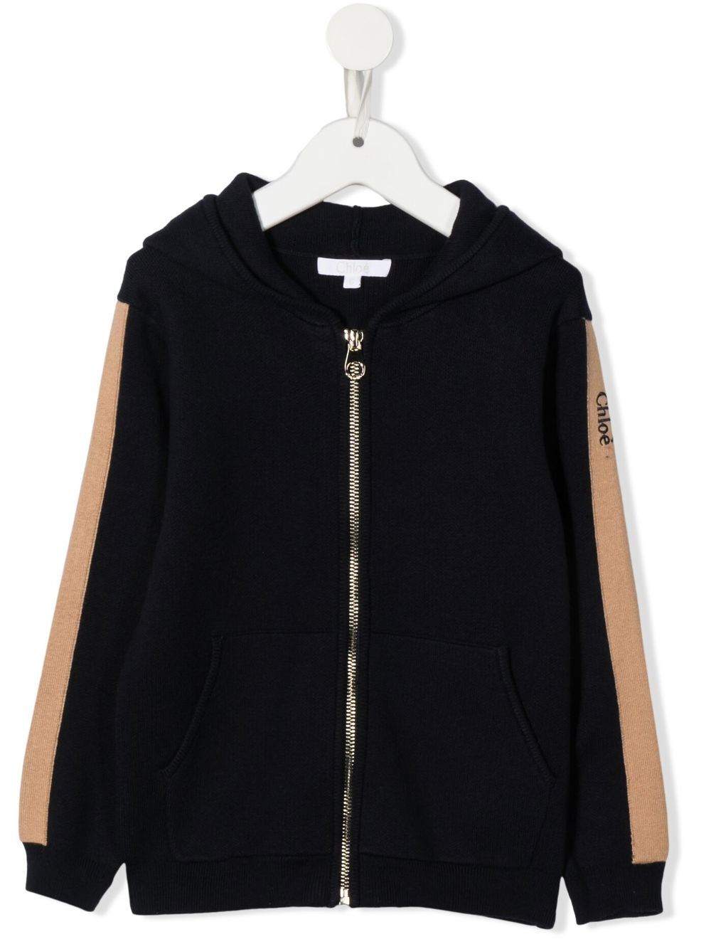 Chloé Kids logo细节飞行员夹克 - 蓝色