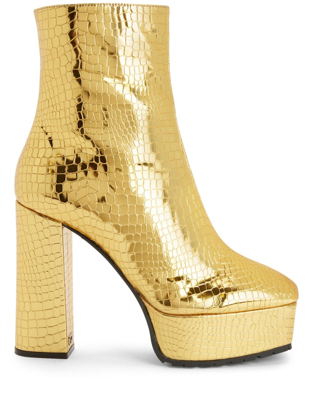 Giuseppe Zanotti Morgana 仿鳄鱼纹高跟及踝靴 - 金色