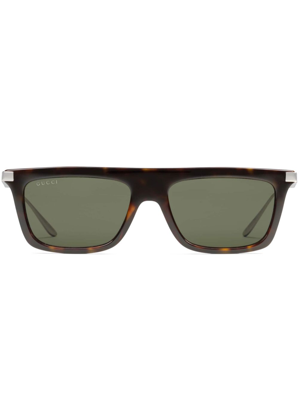 Gucci Eyewear 玳瑁纹效果长方形框太阳眼镜 - 褐色