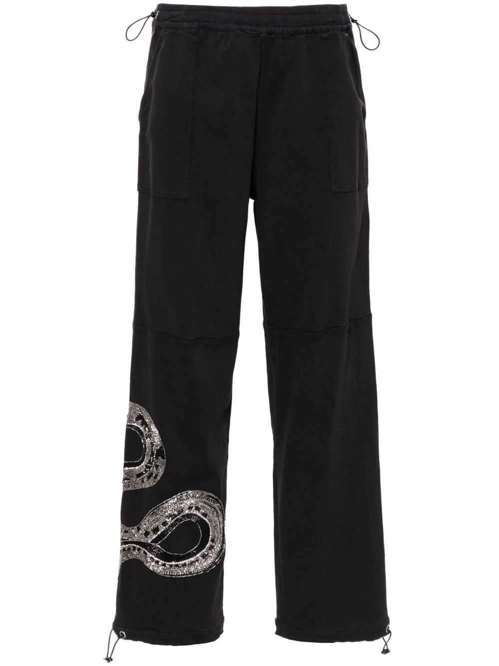 AllSaints Yas 珠饰细节斜纹布长裤 - 黑色