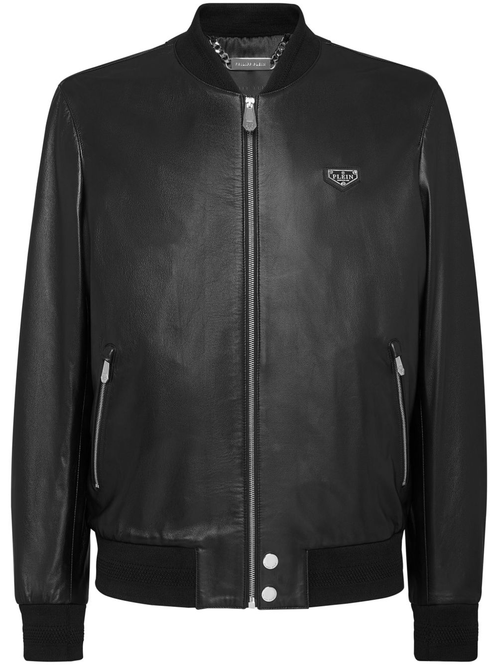 Philipp Plein 皮质飞行员夹克 - 黑色