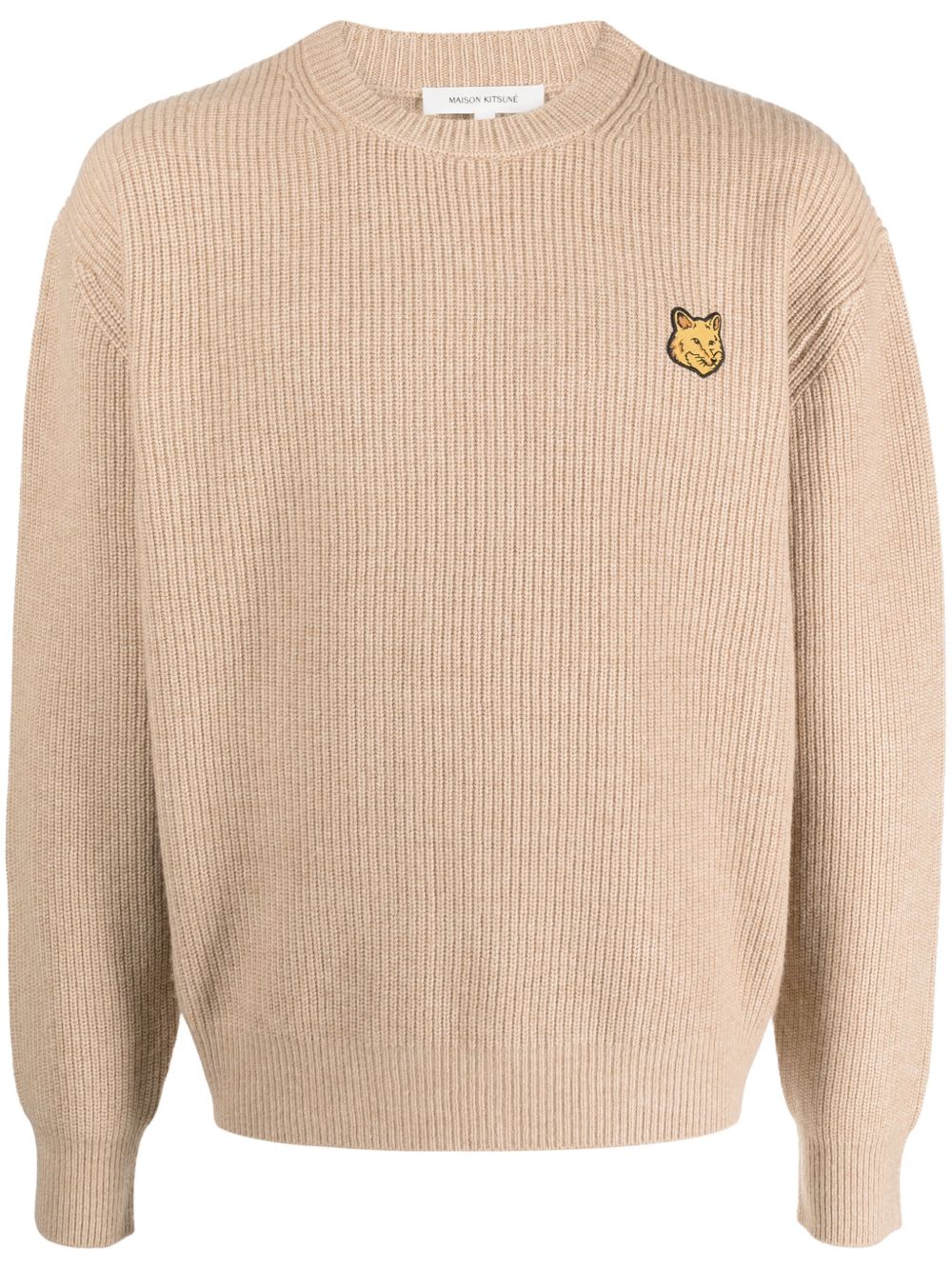 Maison Kitsuné 狐狸贴花罗纹针织毛衣 - 中性色
