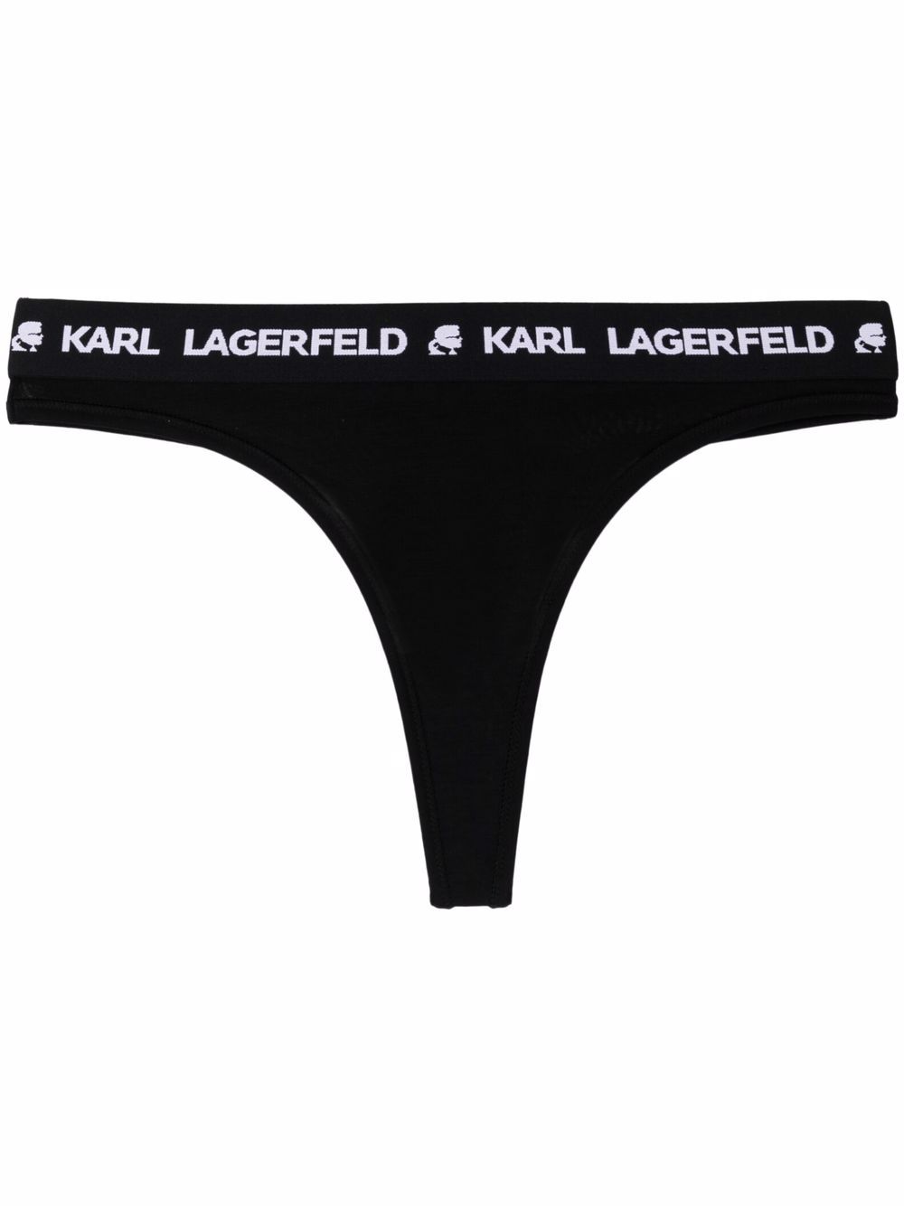 Karl Lagerfeld logo裤腰丁字裤 - 黑色