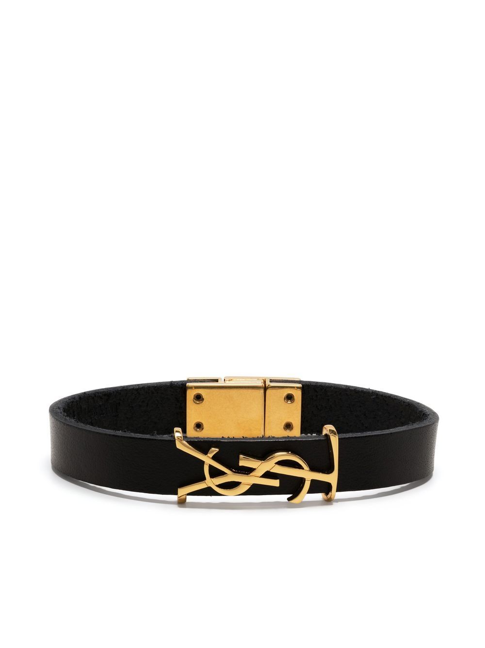 Saint Laurent YSL 吊饰皮质手链 - 黑色