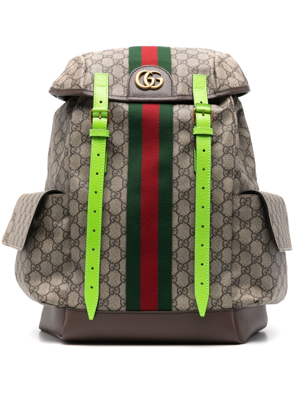 Gucci Ophidia GG 中号双肩包 - 褐色