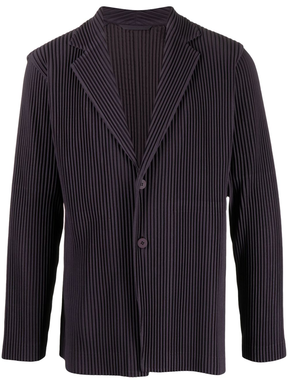 Homme Plissé Issey Miyake 梯形翻领褶饰西装夹克 - 紫色