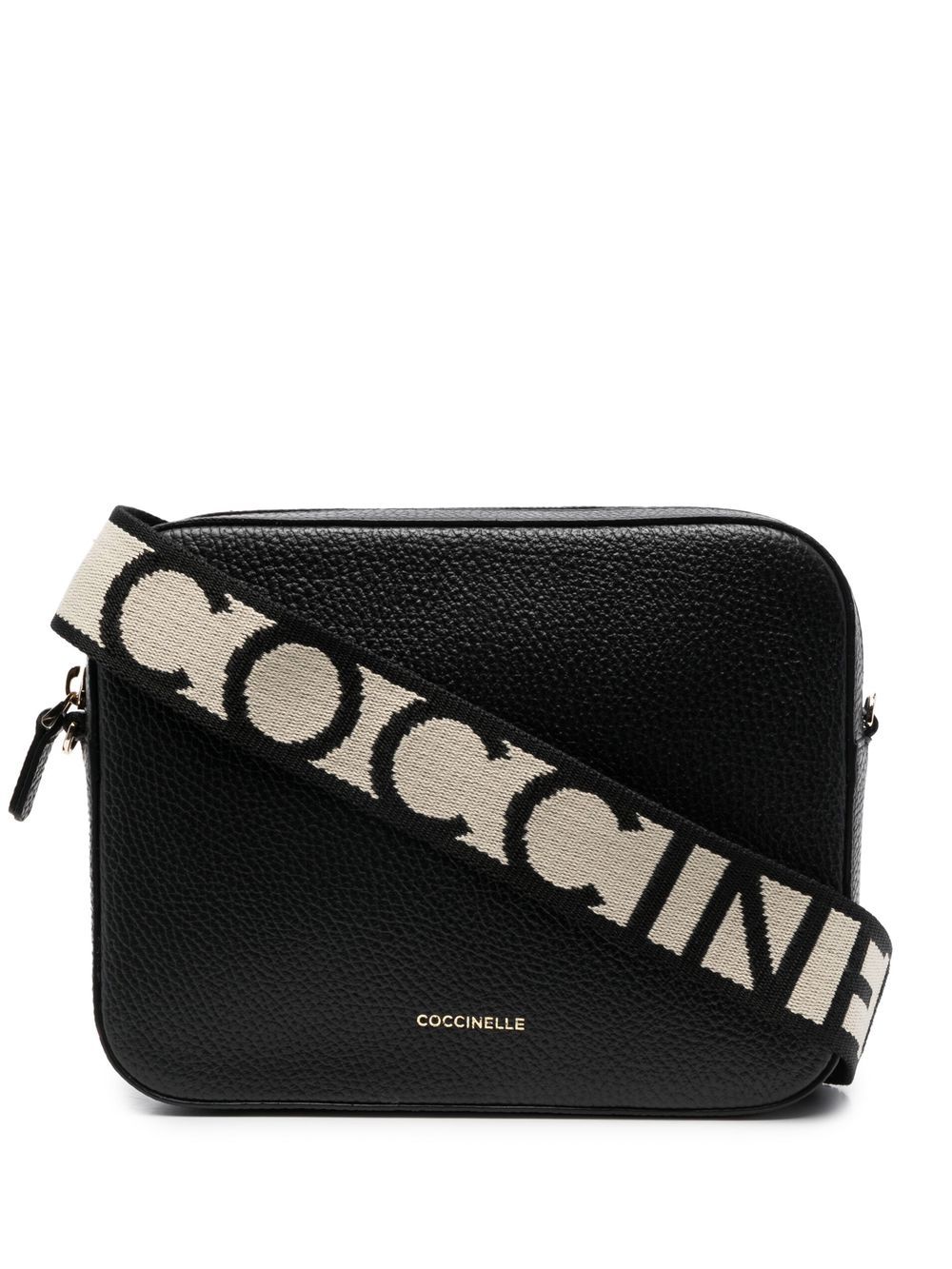Coccinelle 纹理皮质斜挎包 - 黑色