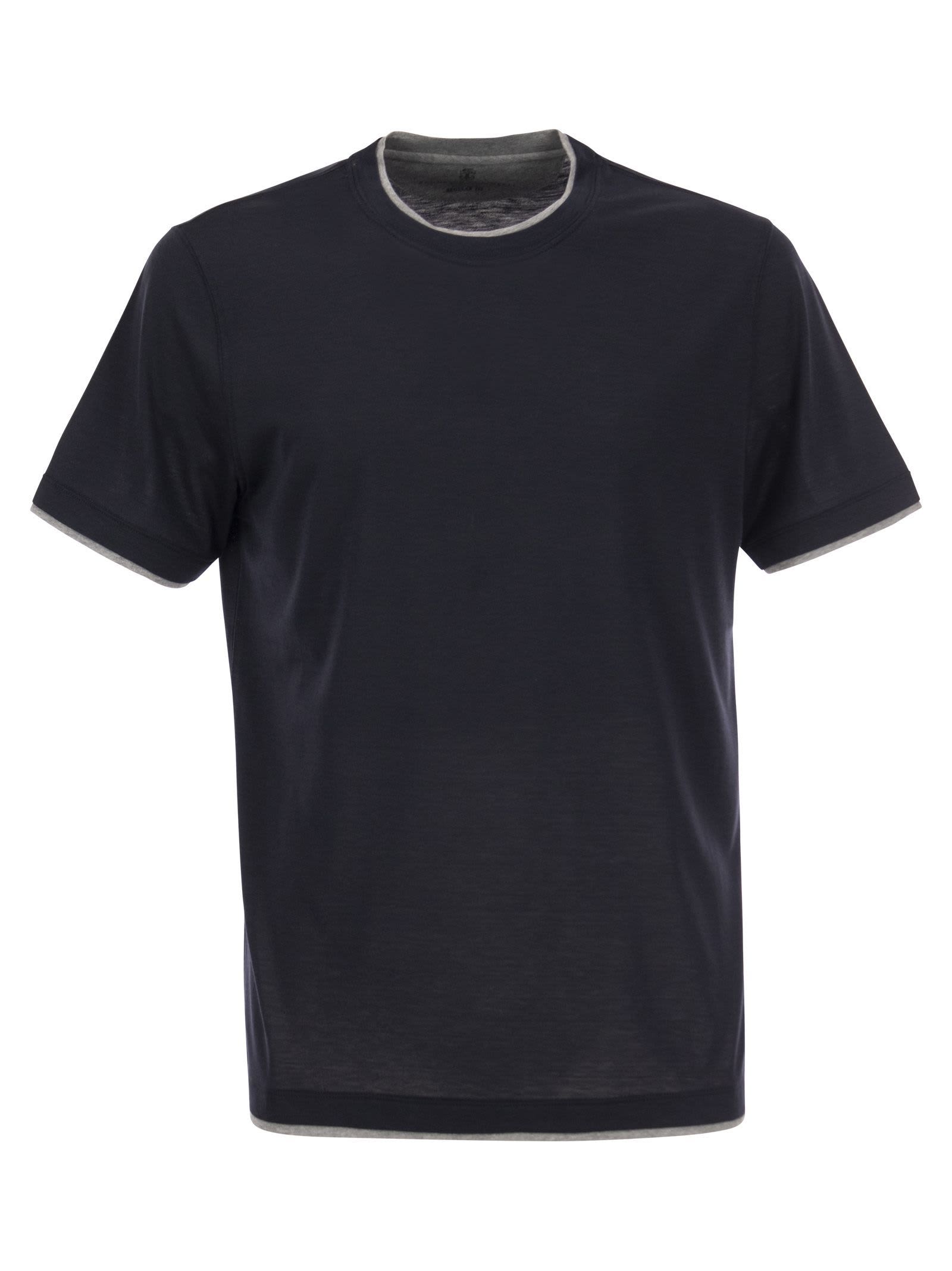 Brunello Cucinelli Layered-effect T-shirt In Silk And Cotton