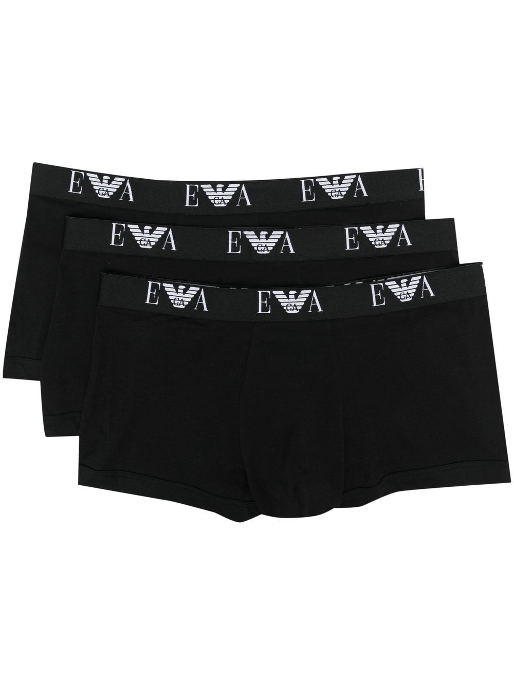 Emporio Armani logo腰边四角裤 - 黑色