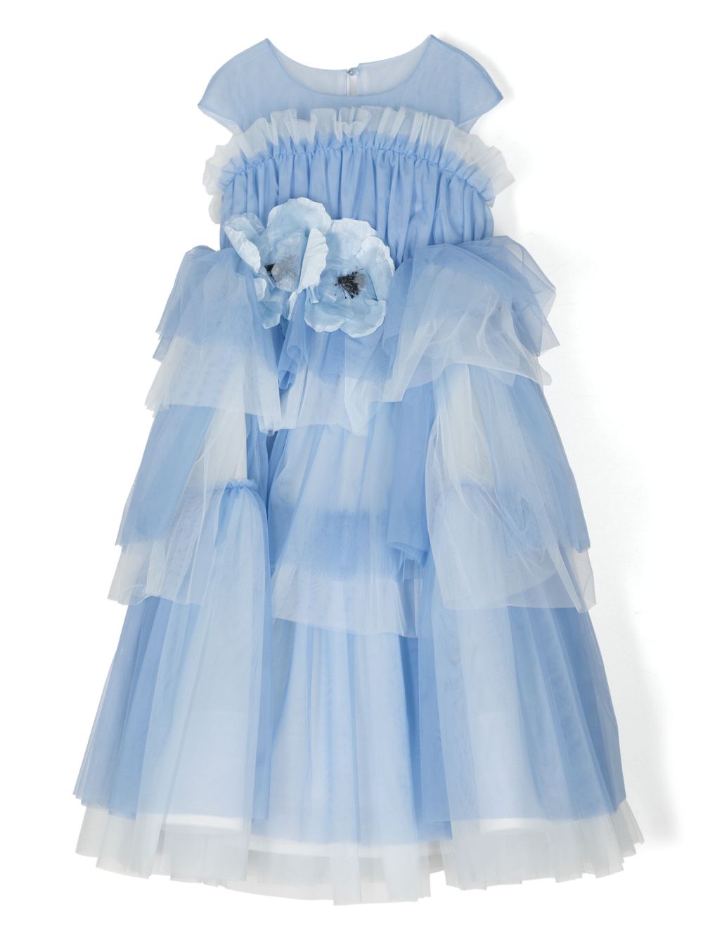 MARCHESA KIDS COUTURE 花卉贴花荷叶边连衣裙 - 蓝色