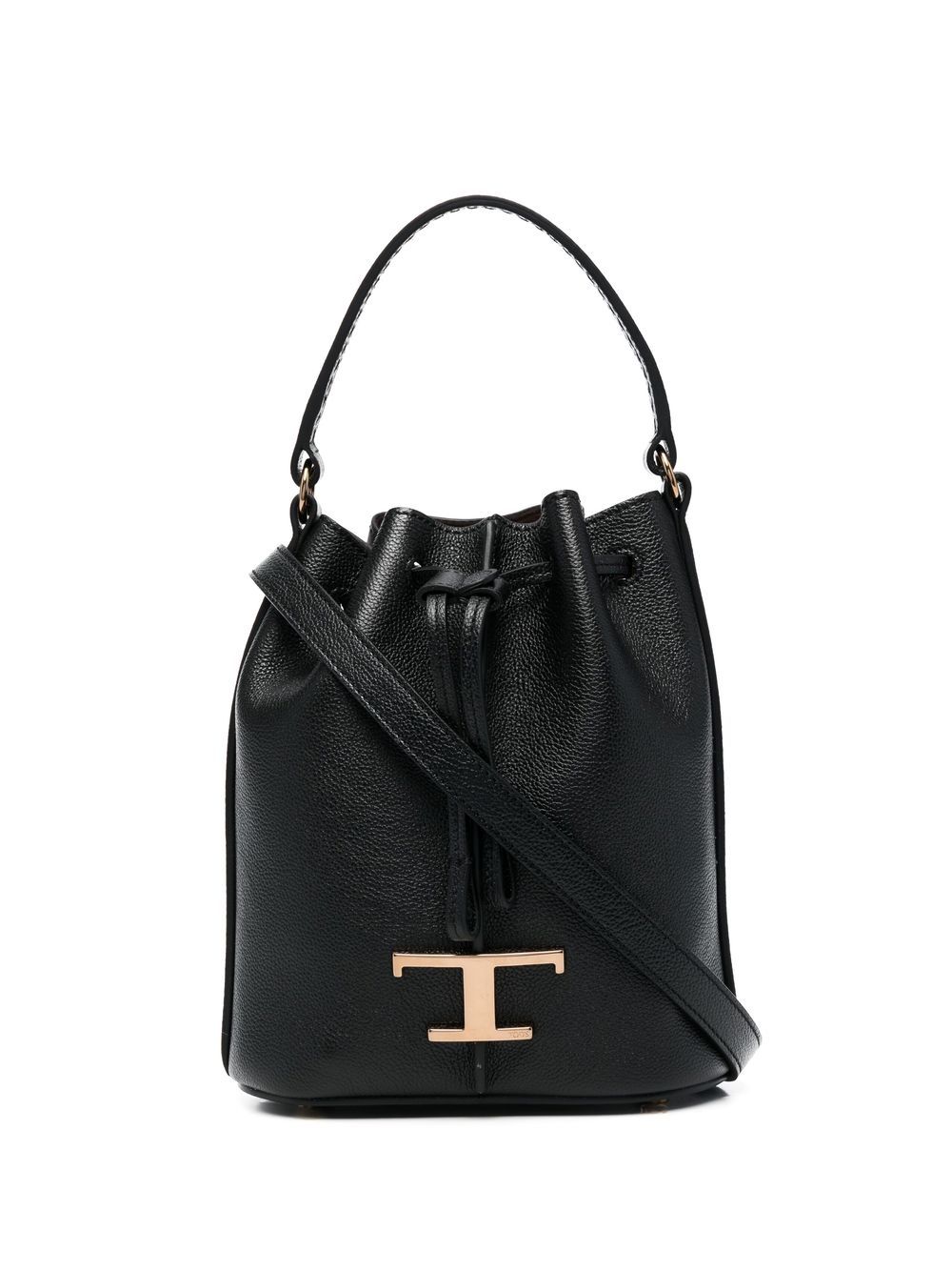 Tod's 托德斯 logo吊饰皮质水桶包 - 黑色