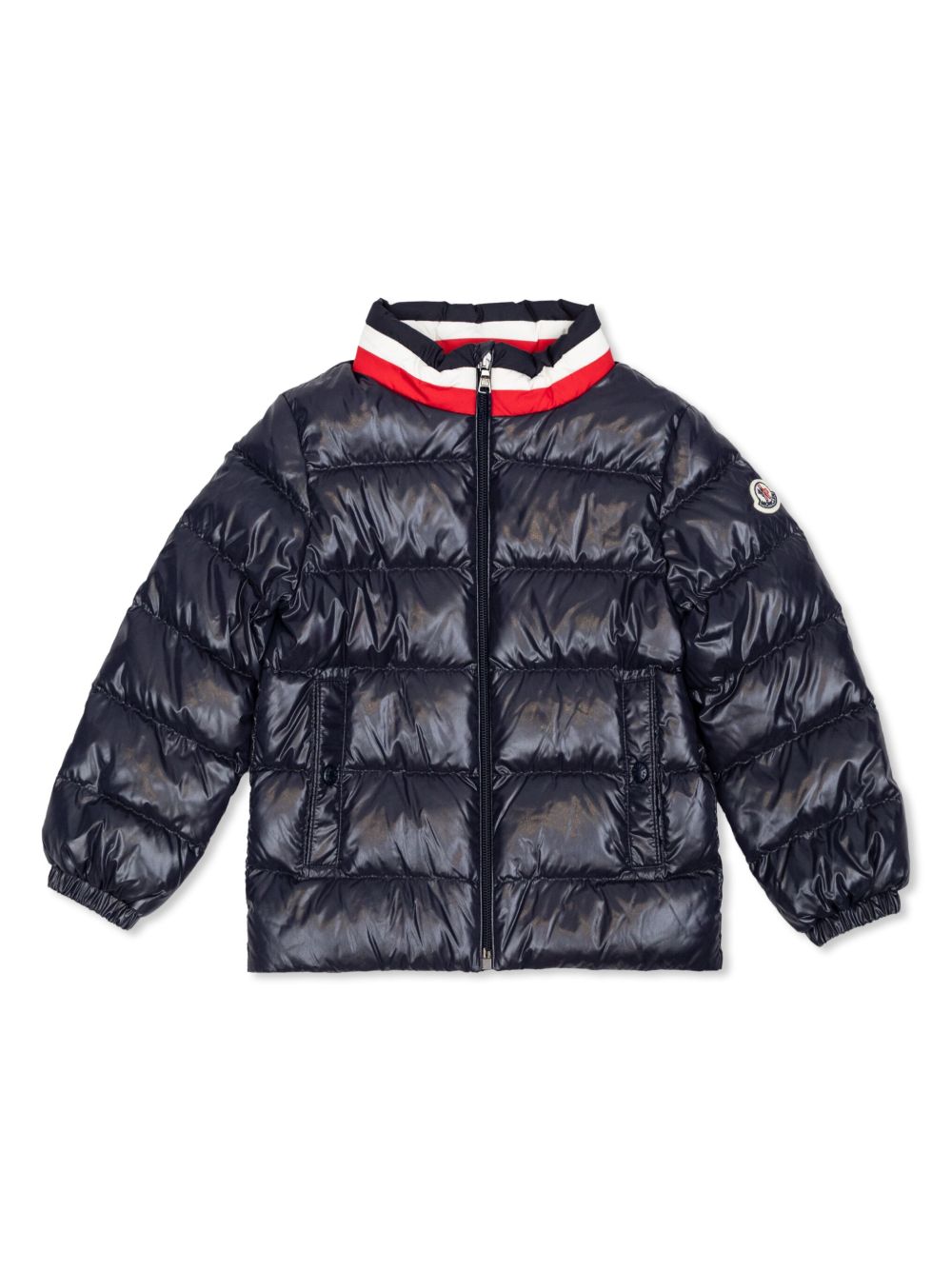 Moncler Enfant 标贴绗缝夹克 - 蓝色