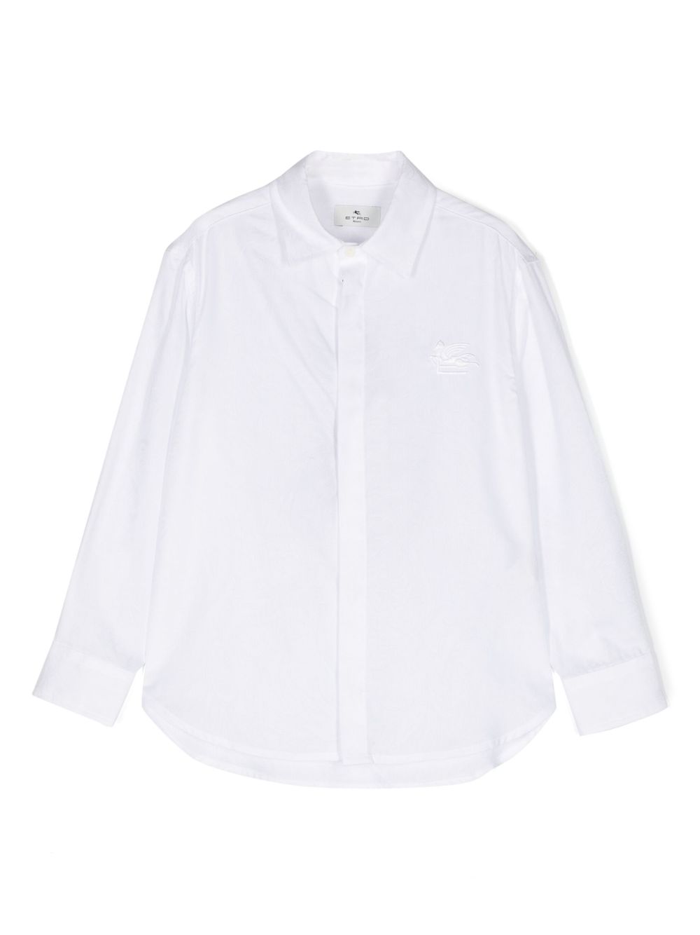 ETRO KIDS Pegaso 刺绣排扣衬衫 - 白色