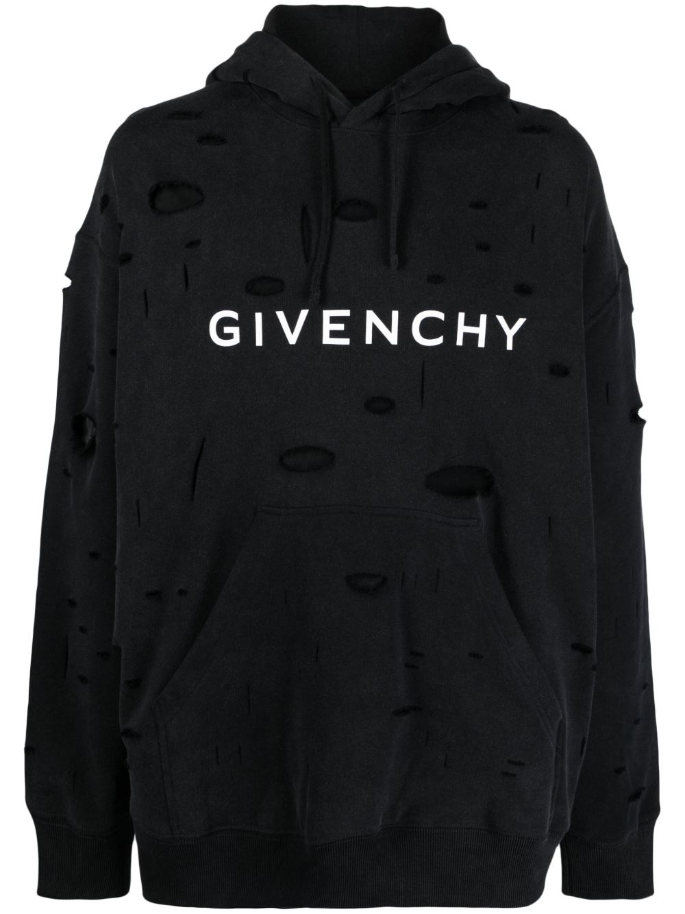Givenchy logo印花连帽衫 - 黑色
