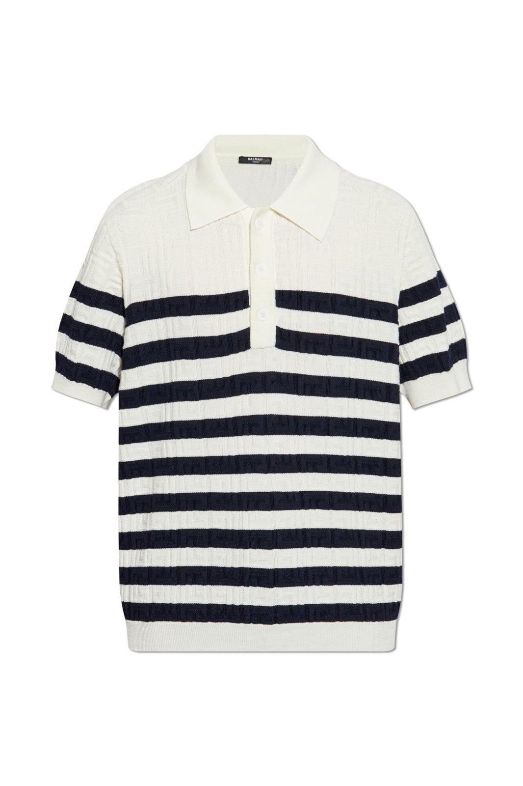Balmain 条纹针织Polo衫