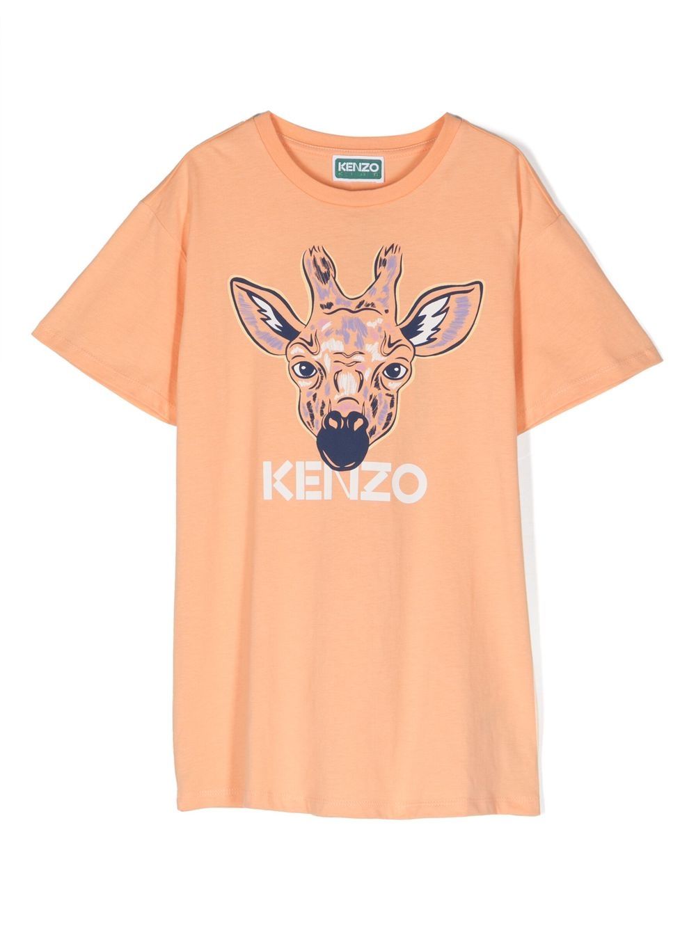Kenzo Kids 长颈鹿印花T恤式连衣裙 - 橘色