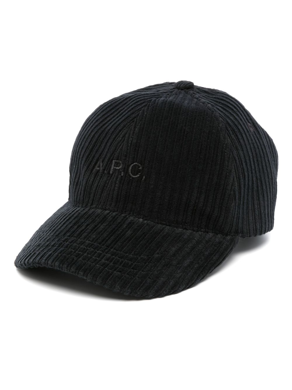 A.P.C. Charlie logo刺绣灯芯绒棒球帽 - 黑色