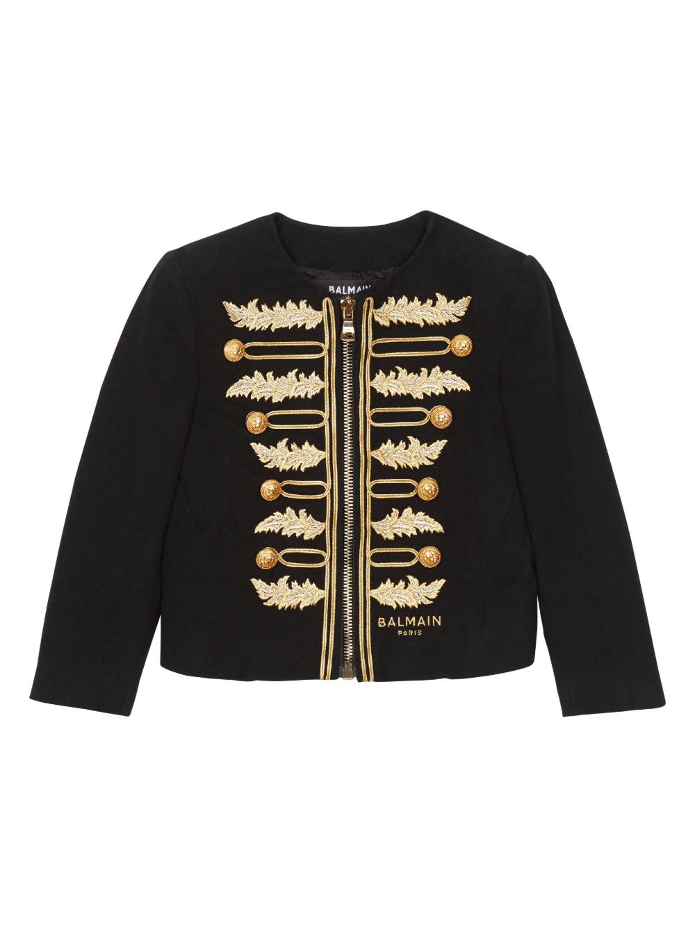 Balmain Kids 麻花编织夹克 - 黑色