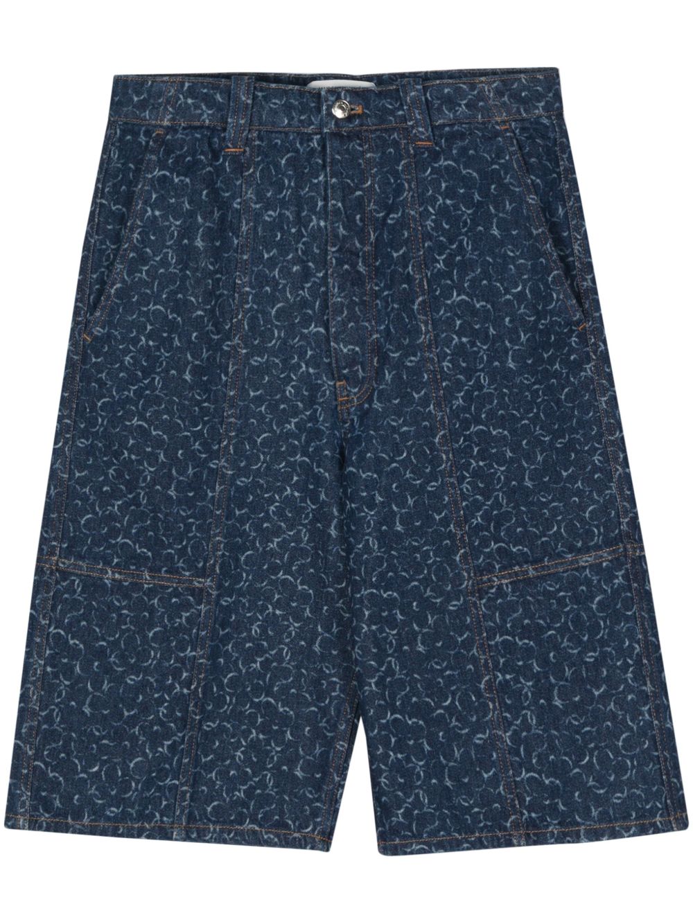 Maison Kitsuné 花卉印花牛仔短裤 - 蓝色