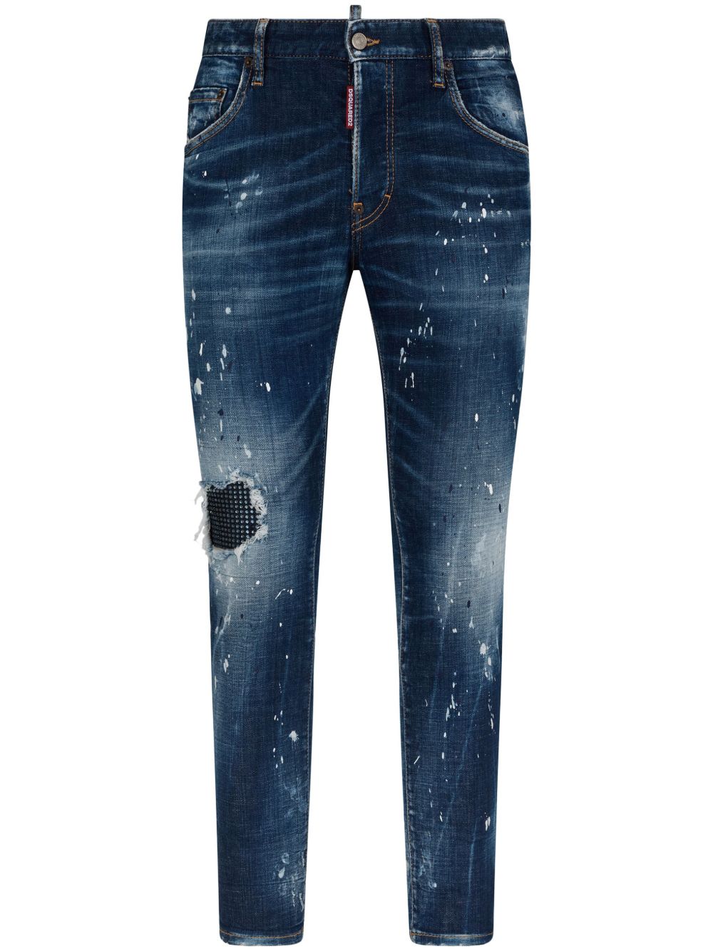 DSQUARED2 仿旧紧身牛仔裤 - 蓝色