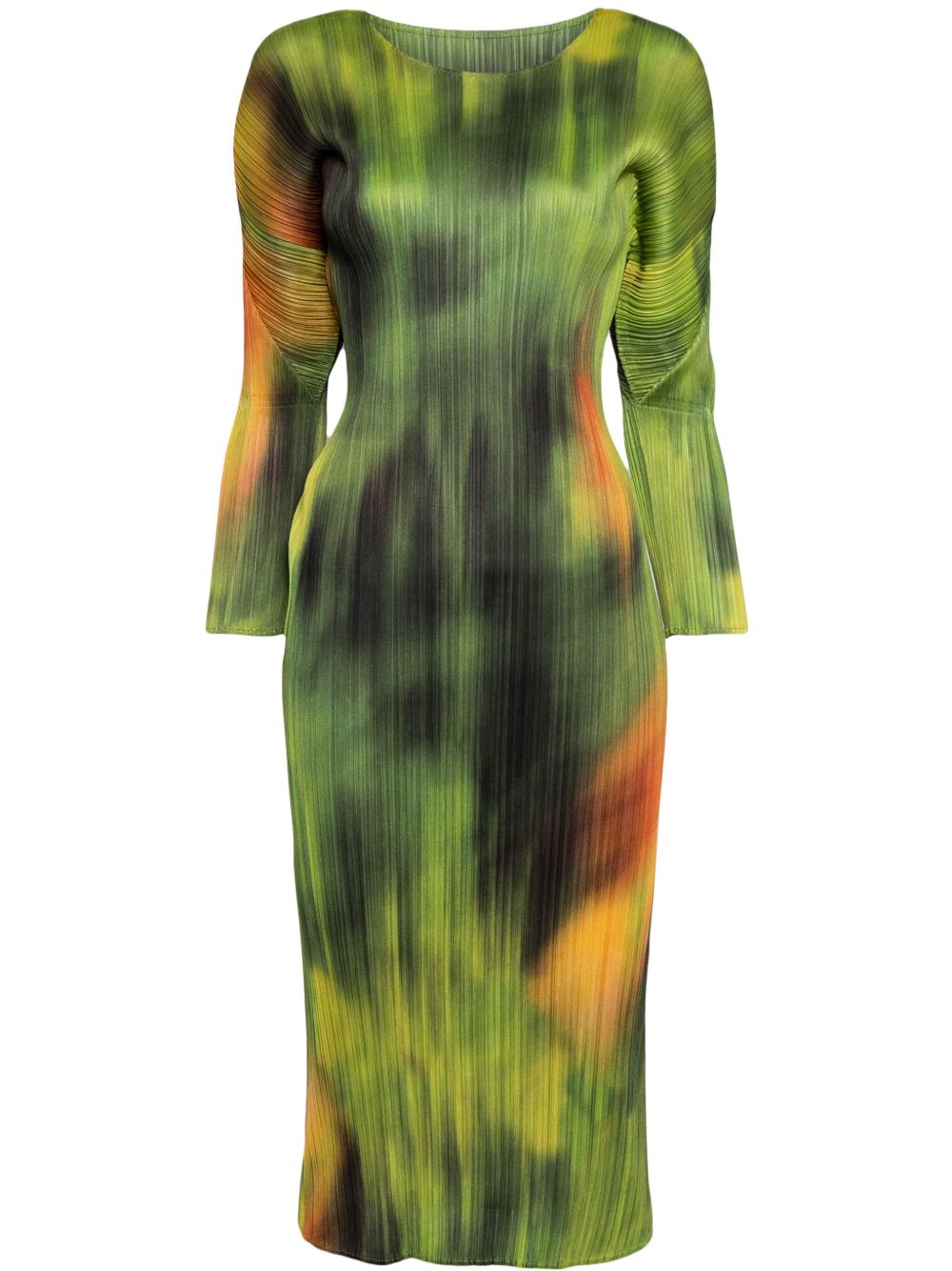 Pleats Please Issey Miyake Turnip & Spinach 细褶中长连衣裙 - 绿色
