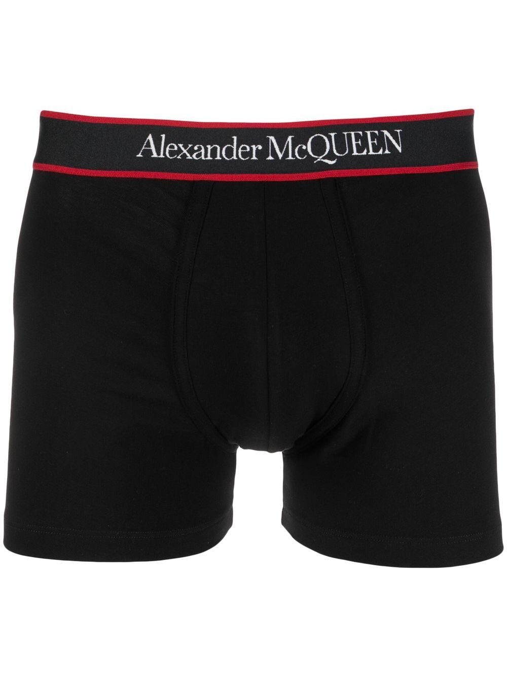 Alexander McQueen logo裤腰四角裤 - 黑色