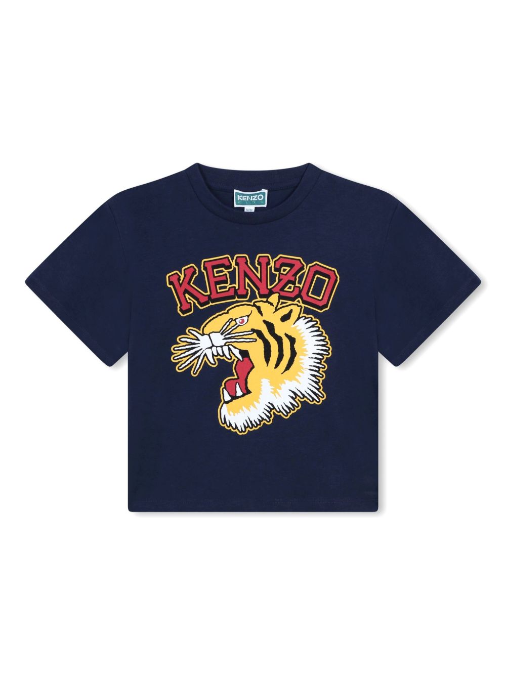 Kenzo Kids logo印花平纹针织T恤 - 蓝色