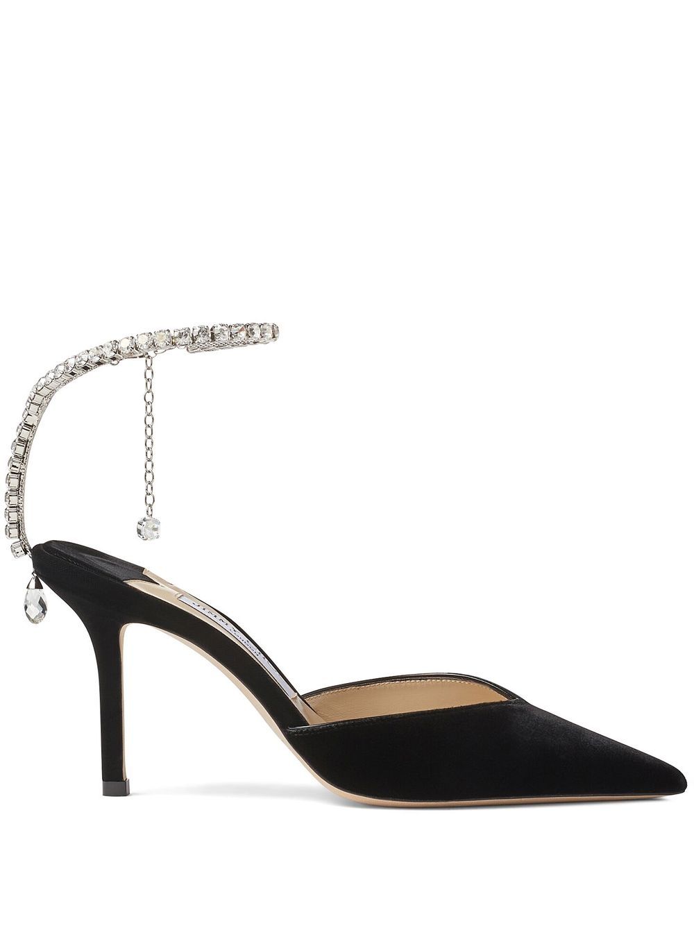 Jimmy Choo Saeda 水晶裹踝中跟鞋 - 黑色