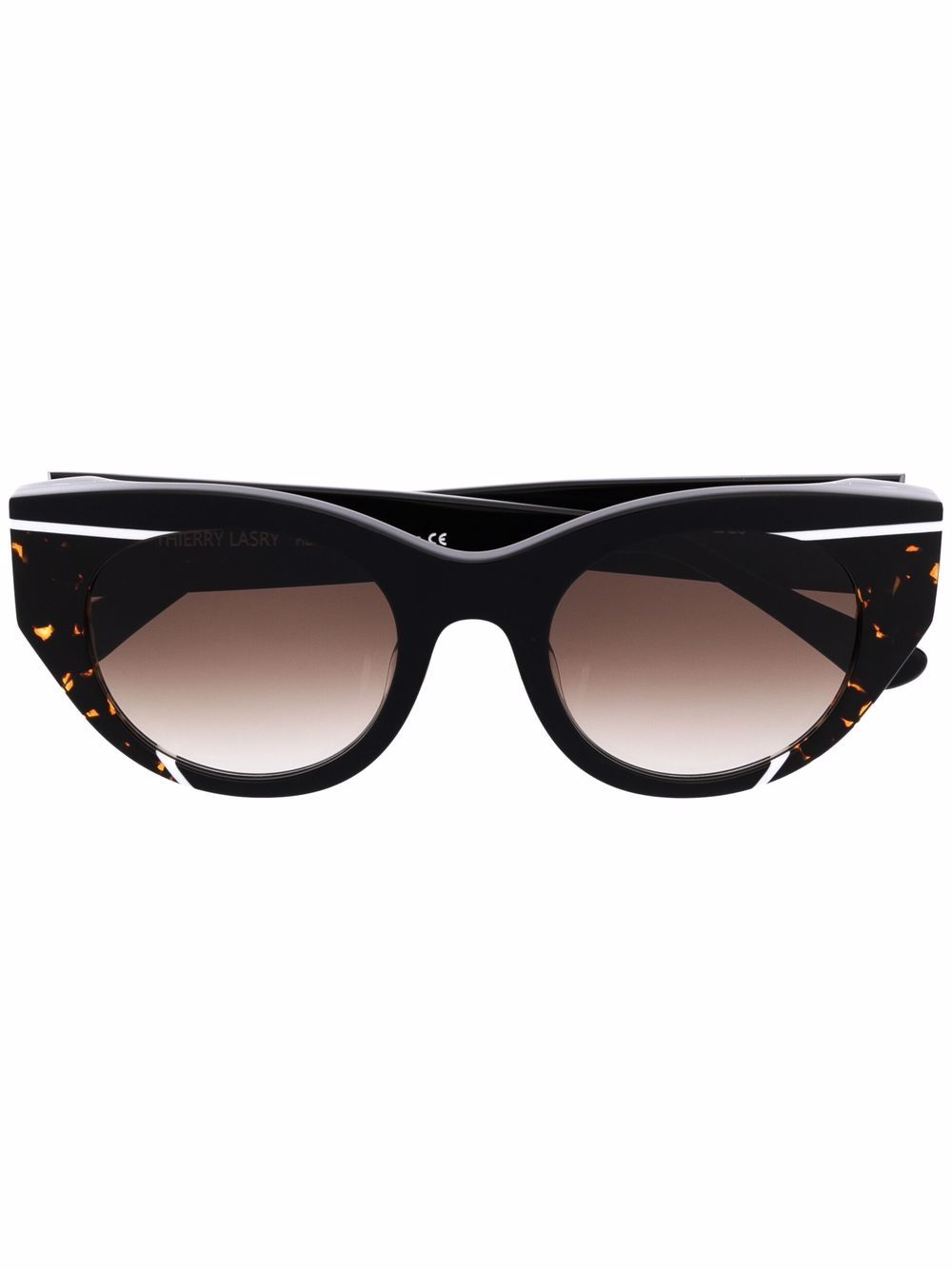 Thierry Lasry Murdery 玳瑁纹边饰太阳眼镜 - 黑色