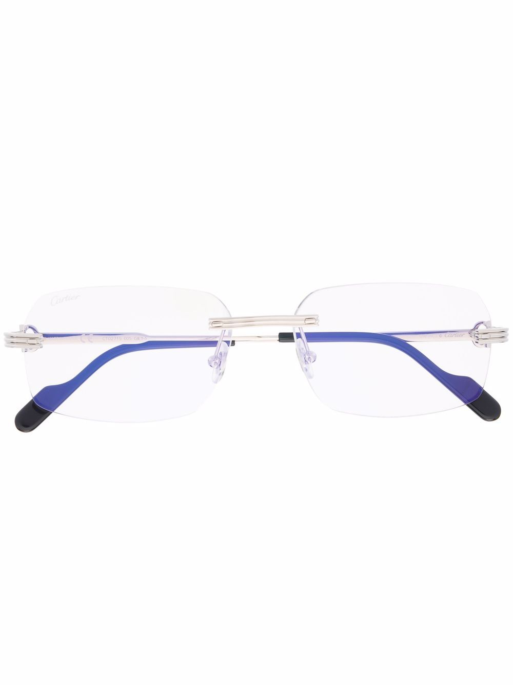 Cartier Eyewear 窄款方框眼镜 - 银色