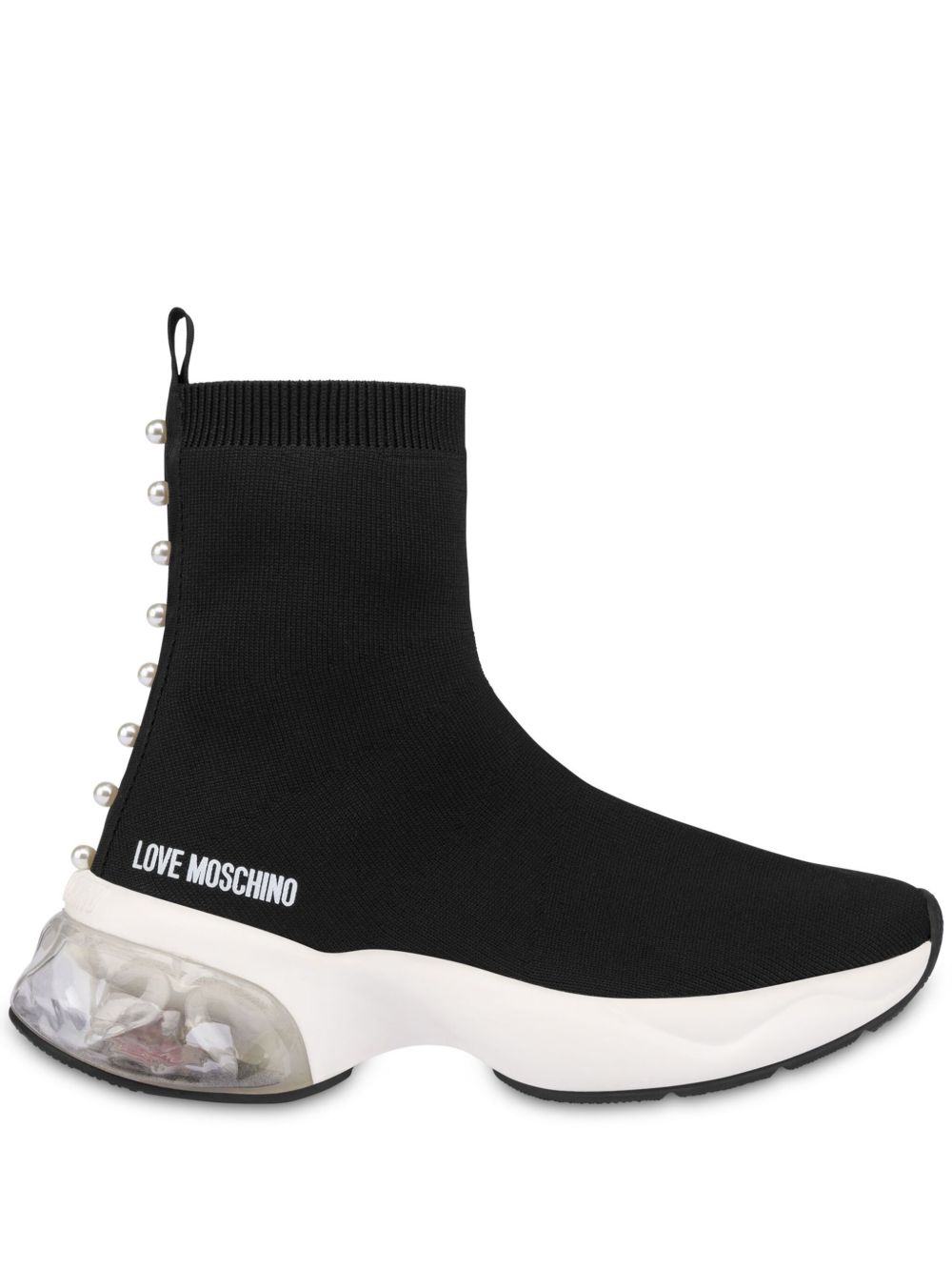 Love Moschino logo印花袜式运动鞋 - 黑色