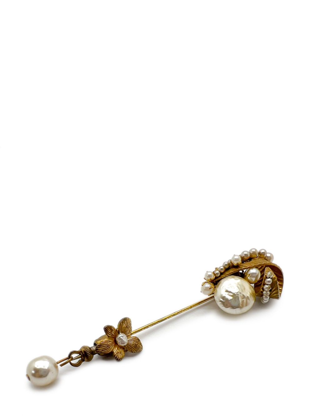 Jennifer Gibson Jewellery Vintage Miriam Haskell Baroque Pearl Droplet Pin 1940s - 金色