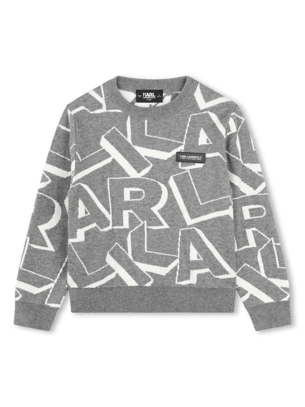 Karl Lagerfeld Kids logo嵌花针织毛衣 - 灰色