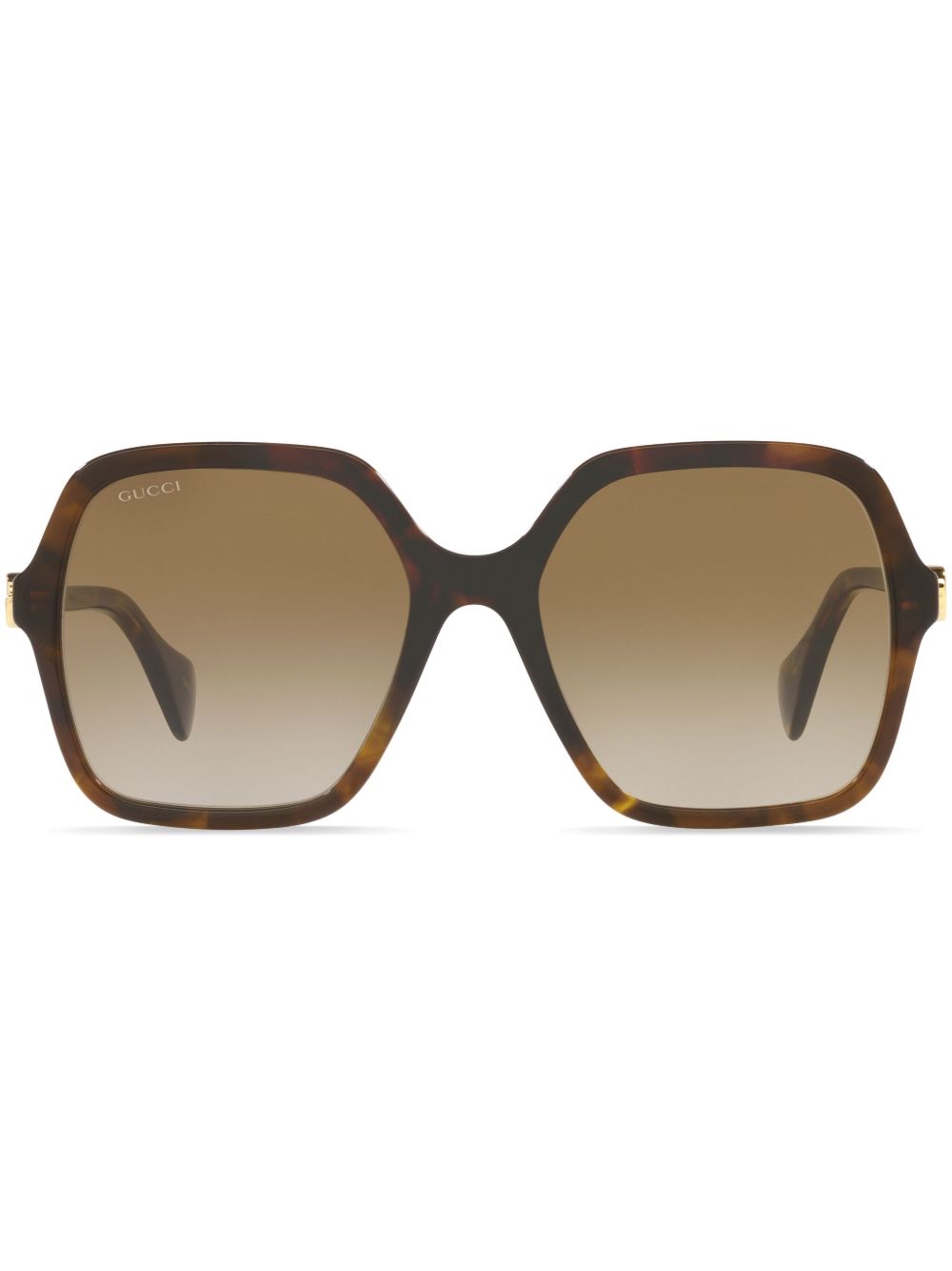Gucci Eyewear 玳瑁纹效果方框太阳眼镜 - 褐色