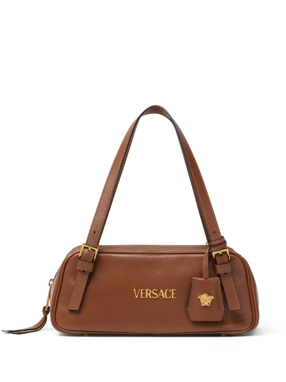 Versace logo字母单肩包 - 褐色