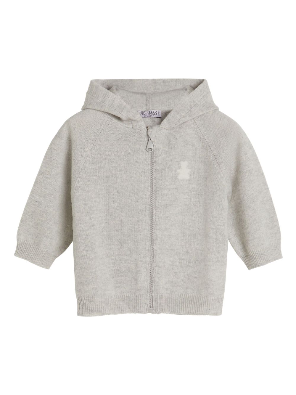 Brunello Cucinelli Kids 羊绒拉链连帽衫 - 灰色