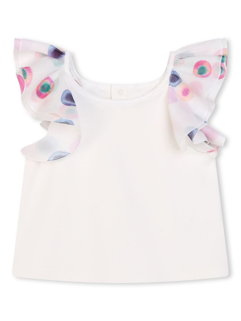 Chloé Kids 荷叶边饰棉罩衫 - 白色
