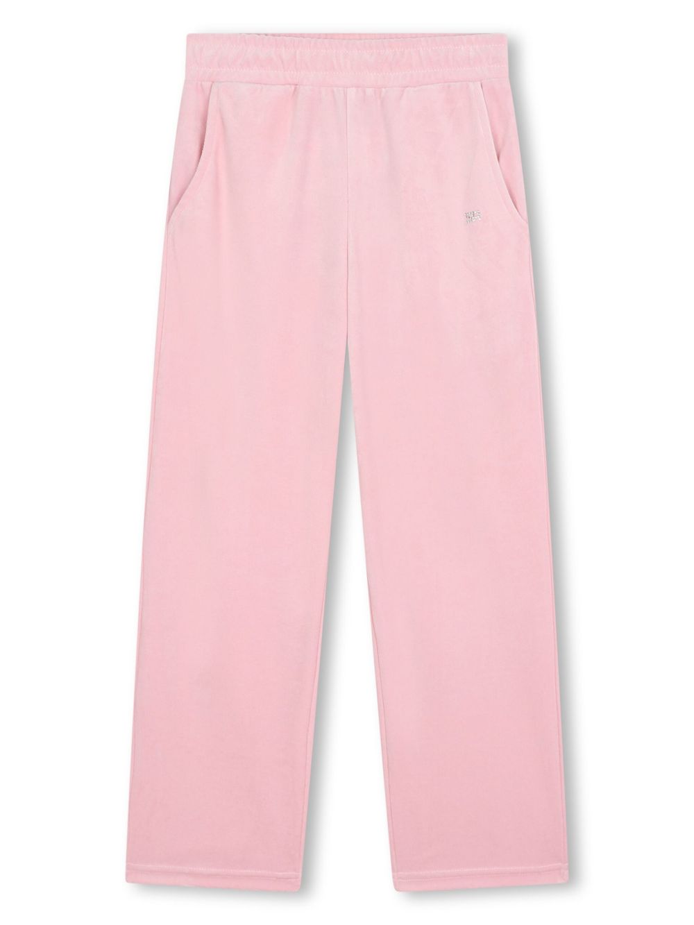 SONIA RYKIEL ENFANT 水钻logo丝绒运动裤 - 粉色