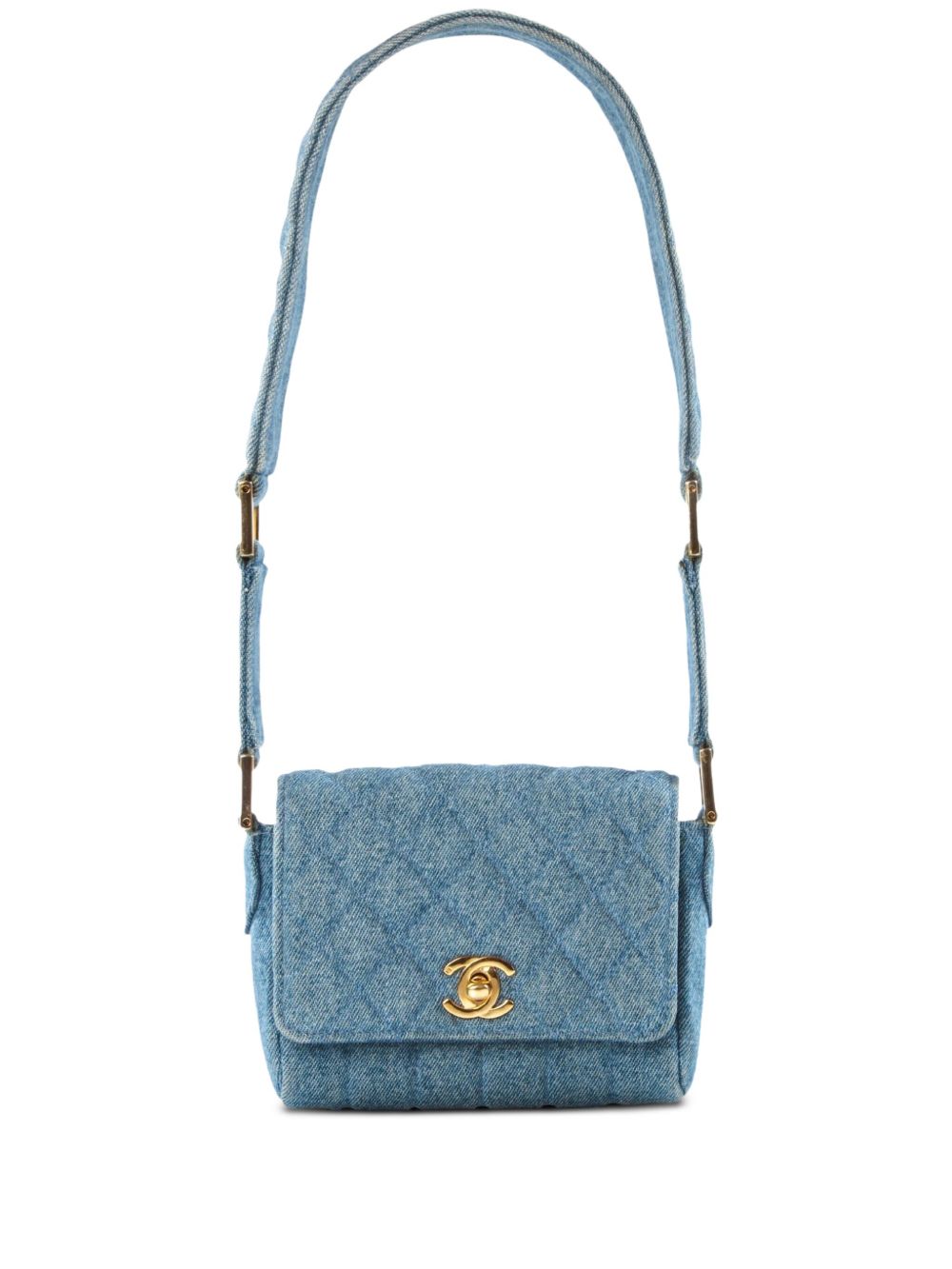 CHANEL Pre-Owned 迷你牛仔单肩包（1989年典藏款） - 蓝色
