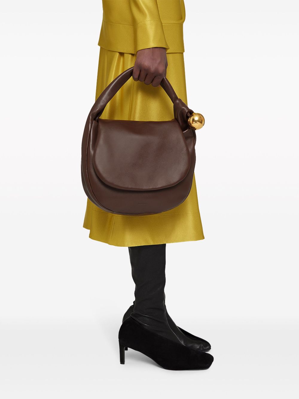 Jil Sander Sphere 皮质手提包 - 褐色