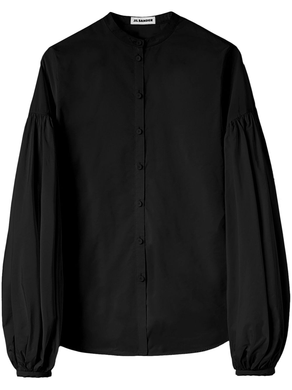 Jil Sander 泡泡袖塔夫绸衬衫 - 黑色