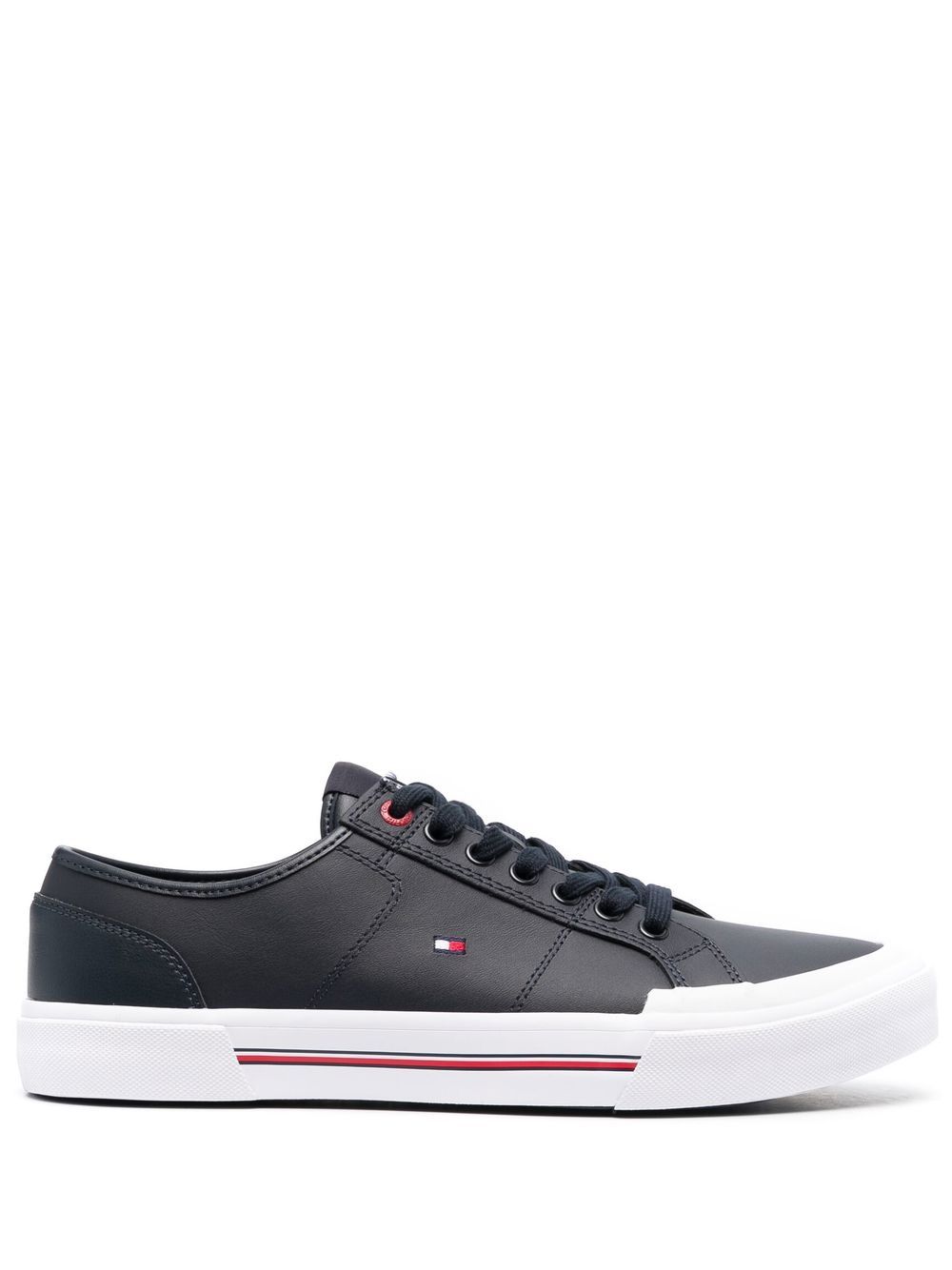 Tommy Hilfiger logo刺绣低帮皮质运动鞋 - 蓝色