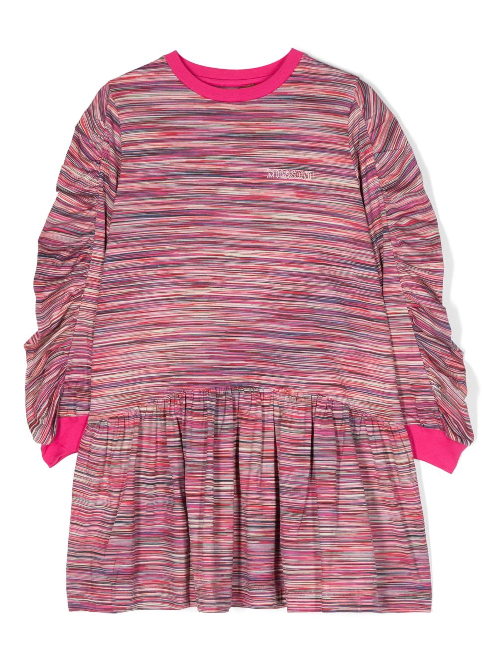 Missoni Kids 混色效果logo印花连衣裙 - 粉色