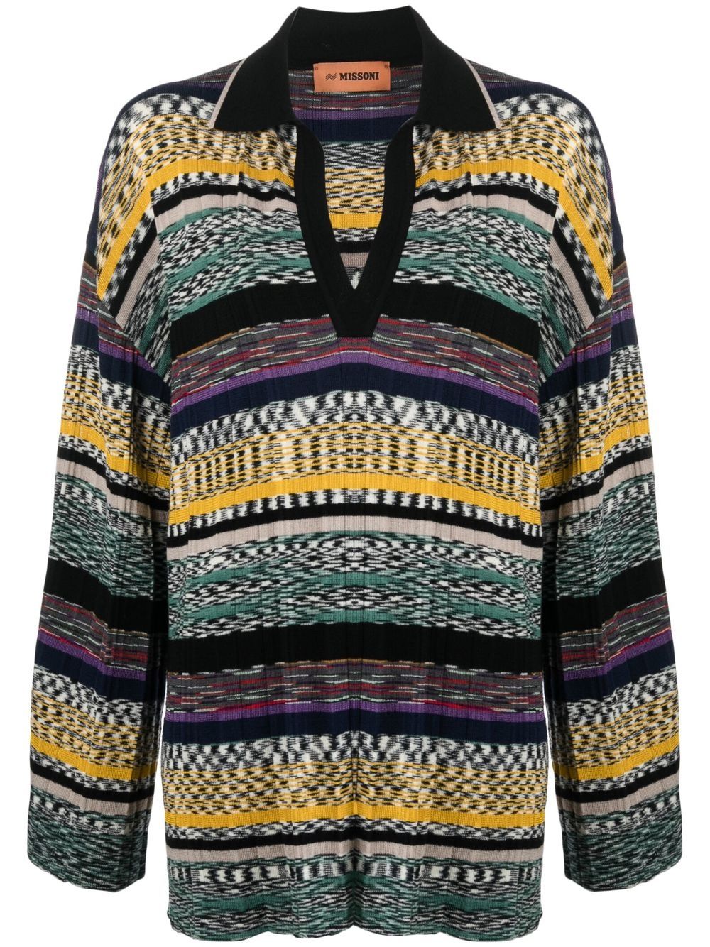 Missoni 条纹宽松polo衫 - 绿色