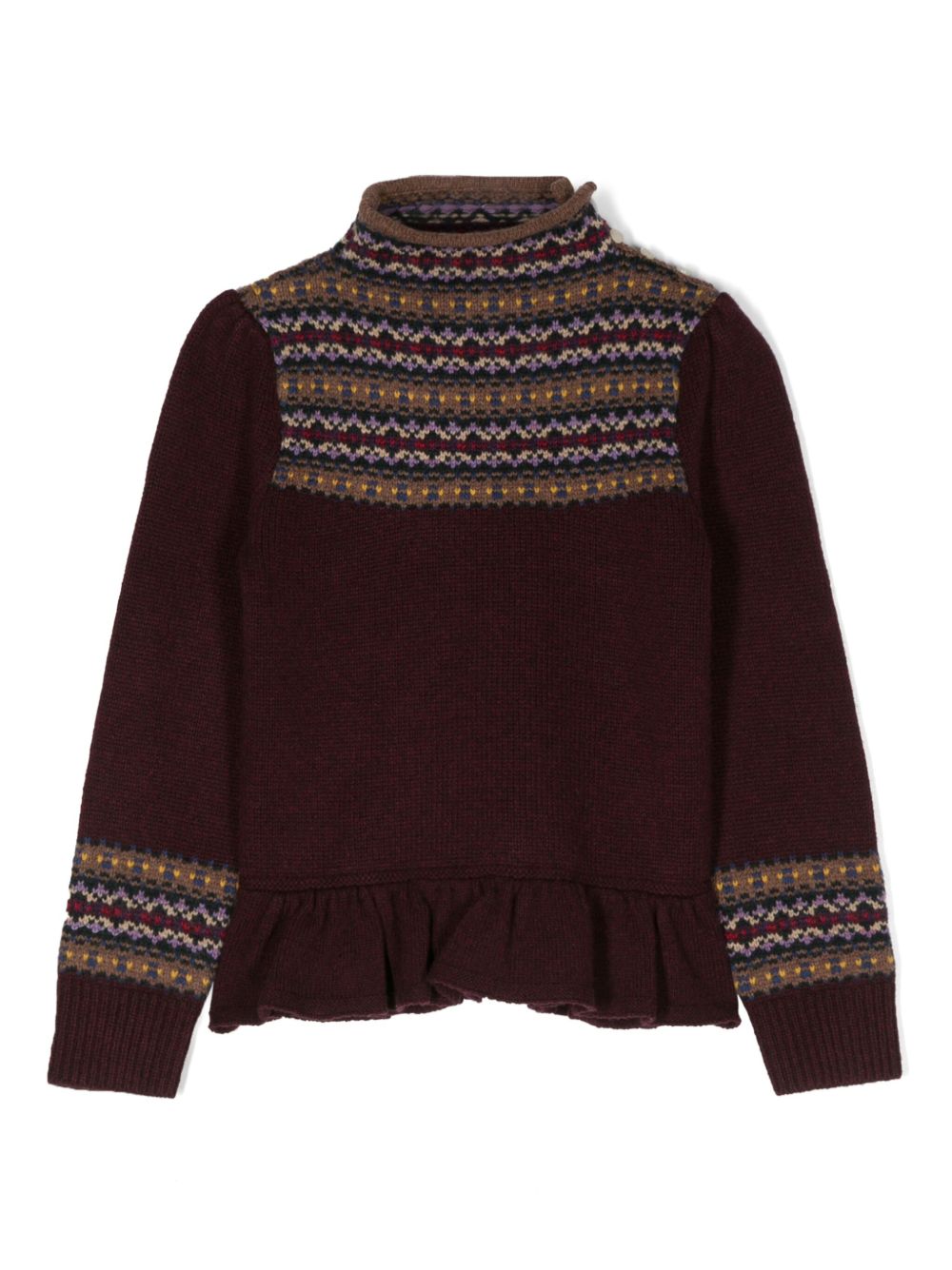 POLO RALPH LAUREN KIDS 费尔岛式嵌花针织企领毛衣 - 红色