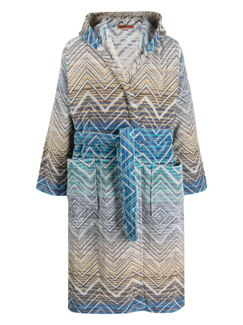 Missoni Home Z字形图案印花毛巾布浴袍 - 蓝色