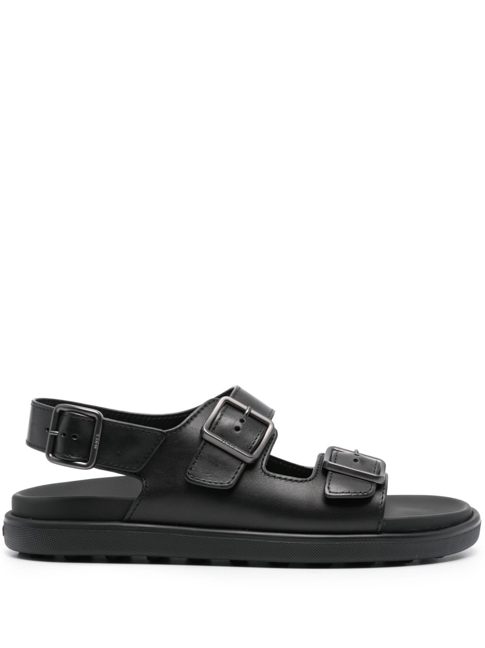 Tod's 雕刻logo皮质凉鞋 - 黑色
