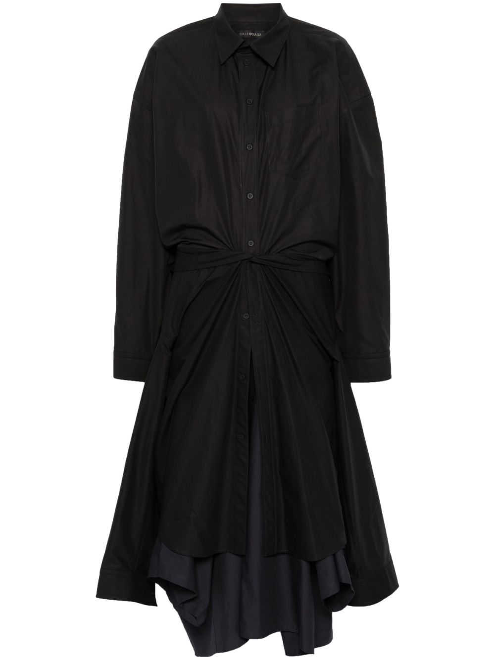 Balenciaga Maxi Patched 衬衫裙 - 黑色